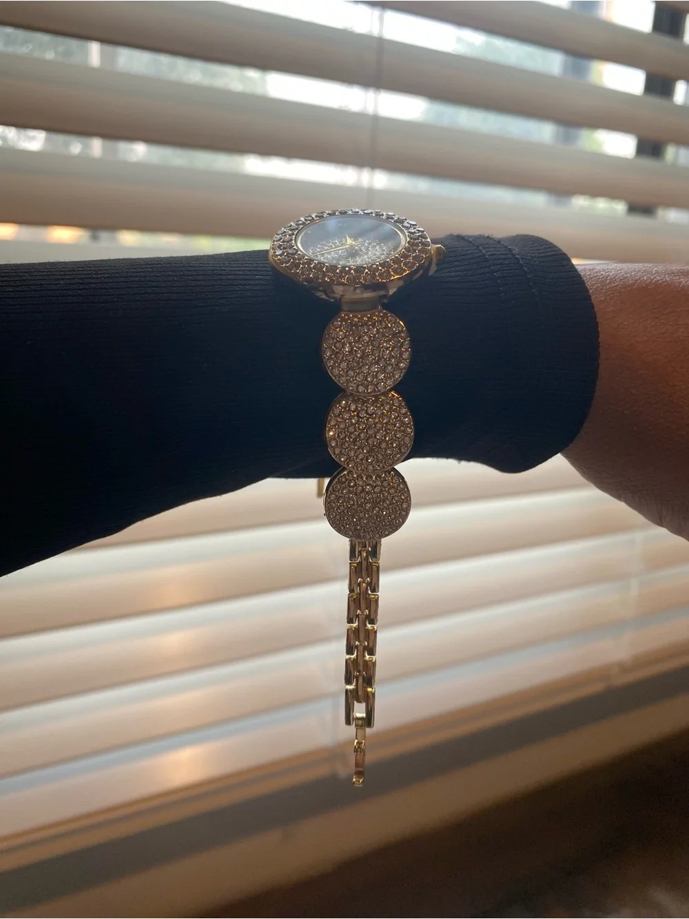 4 piece Elegant Gold Crystal Accent Women's Bracelet Watch